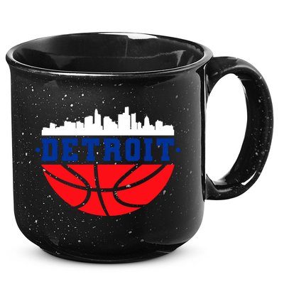 Detroit Skyline Basketball Logo 15oz Campfire Ceramic Mug