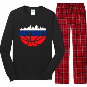 Detroit Skyline Basketball Logo Long Sleeve Pajama Set