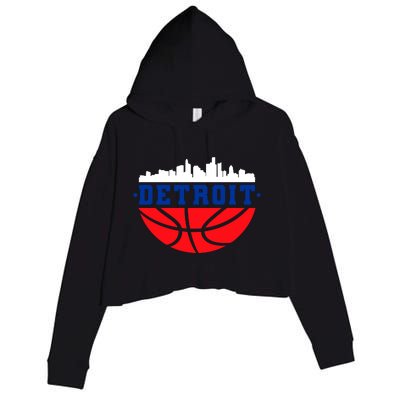 Detroit Skyline Basketball Logo Crop Fleece Hoodie