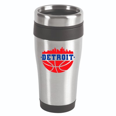 Detroit Skyline Basketball Logo 16oz Travel Tumbler
