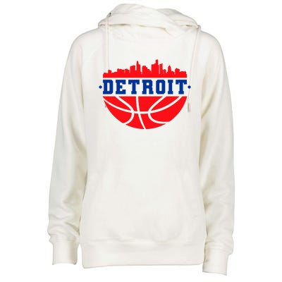 Detroit Skyline Basketball Logo Womens Funnel Neck Pullover Hood