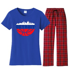 Detroit Skyline Basketball Logo Women's Flannel Pajama Set