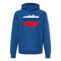 Detroit Skyline Basketball Logo Premium Hoodie