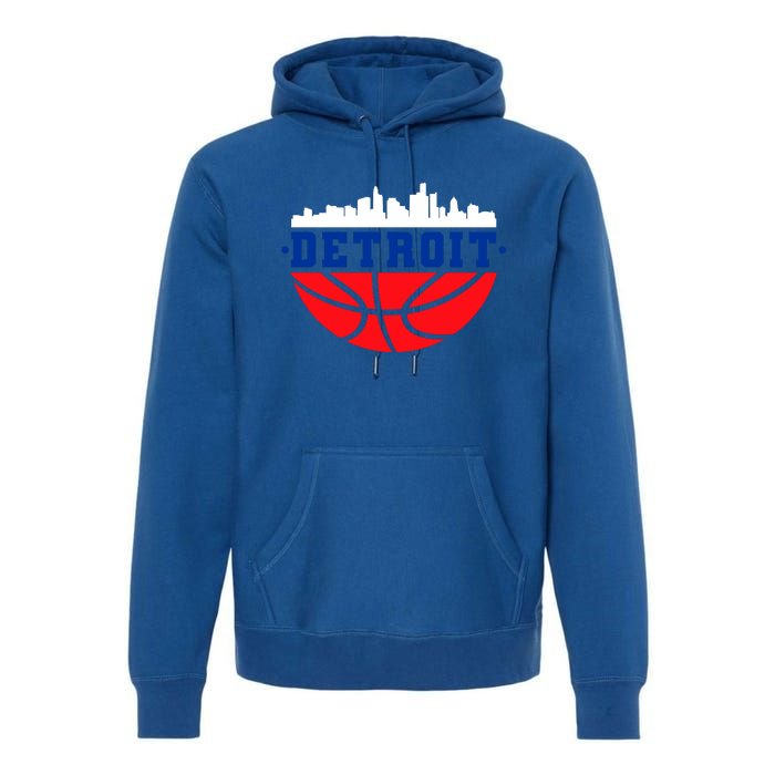 Detroit Skyline Basketball Logo Premium Hoodie