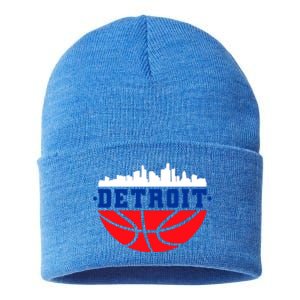 Detroit Skyline Basketball Logo Sustainable Knit Beanie