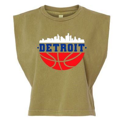 Detroit Skyline Basketball Logo Garment-Dyed Women's Muscle Tee