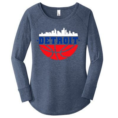 Detroit Skyline Basketball Logo Women's Perfect Tri Tunic Long Sleeve Shirt