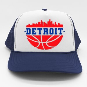 Detroit Skyline Basketball Logo Trucker Hat