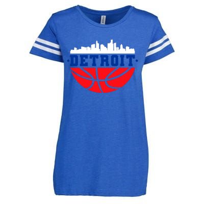 Detroit Skyline Basketball Logo Enza Ladies Jersey Football T-Shirt