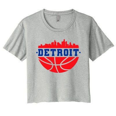 Detroit Skyline Basketball Logo Women's Crop Top Tee