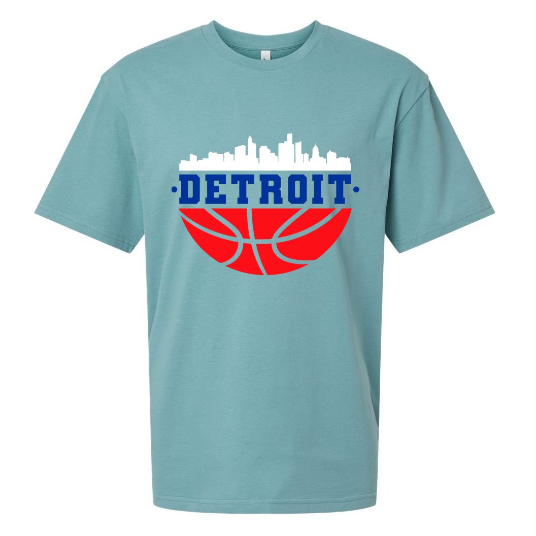 Detroit Skyline Basketball Logo Sueded Cloud Jersey T-Shirt
