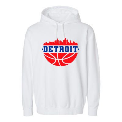 Detroit Skyline Basketball Logo Garment-Dyed Fleece Hoodie