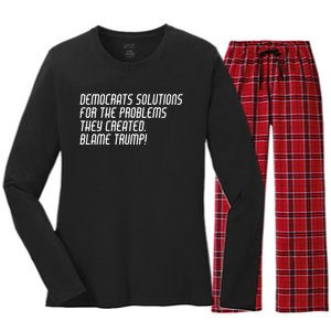 Democrat Solutions Blame Trump Women's Long Sleeve Flannel Pajama Set 