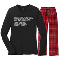 Democrat Solutions Blame Trump Women's Long Sleeve Flannel Pajama Set 