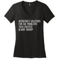 Democrat Solutions Blame Trump Women's V-Neck T-Shirt