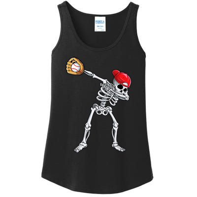 Dabbing Skeleton Baseball Halloween Player Catcher Pitcher Ladies Essential Tank