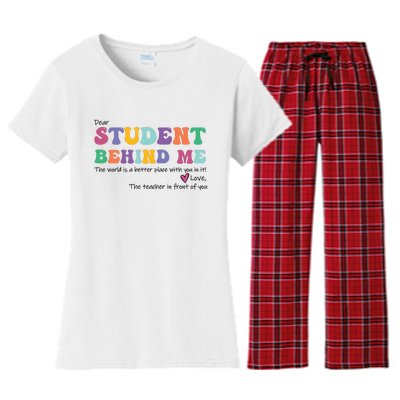 Dear Student Behind Me Teacher Motivational Mental Health Women's Flannel Pajama Set