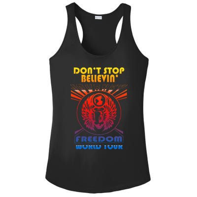 DonT Stop Believin Freedom Ladies PosiCharge Competitor Racerback Tank