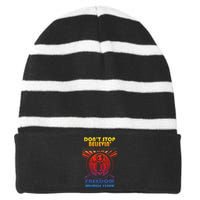 DonT Stop Believin Freedom Striped Beanie with Solid Band