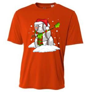 Dabbing Snow Baseball Ball Santa Claus Merry Christmas Cute Gift Cooling Performance Crew T-Shirt