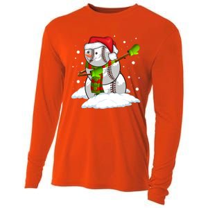 Dabbing Snow Baseball Ball Santa Claus Merry Christmas Cute Gift Cooling Performance Long Sleeve Crew