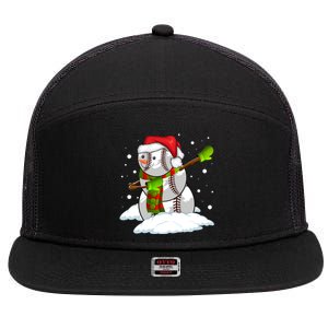 Dabbing Snow Baseball Ball Santa Claus Merry Christmas Cute Gift 7 Panel Mesh Trucker Snapback Hat