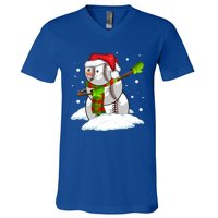 Dabbing Snow Baseball Ball Santa Claus Merry Christmas Cute Gift V-Neck T-Shirt