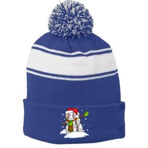 Dabbing Snow Baseball Ball Santa Claus Merry Christmas Cute Gift Stripe Pom Pom Beanie