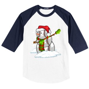 Dabbing Snow Baseball Ball Santa Claus Merry Christmas Cute Gift Baseball Sleeve Shirt