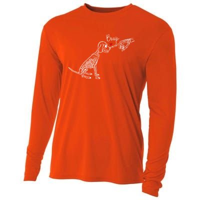 Dog Skeleton Boop Dog Funny Halloween Gift Cooling Performance Long Sleeve Crew