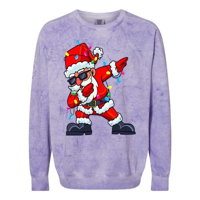 Dabbing Santa Claus Christmas Tree Lights  Dab Xmas Colorblast Crewneck Sweatshirt