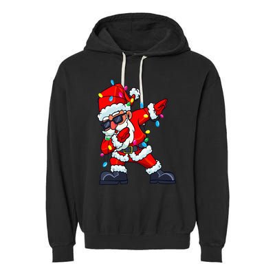 Dabbing Santa Claus Christmas Tree Lights  Dab Xmas Garment-Dyed Fleece Hoodie