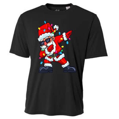 Dabbing Santa Claus Christmas Tree Lights  Dab Xmas Cooling Performance Crew T-Shirt