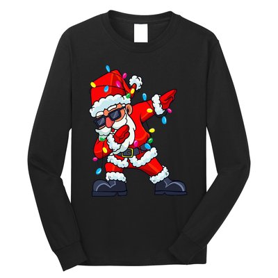 Dabbing Santa Claus Christmas Tree Lights  Dab Xmas Long Sleeve Shirt