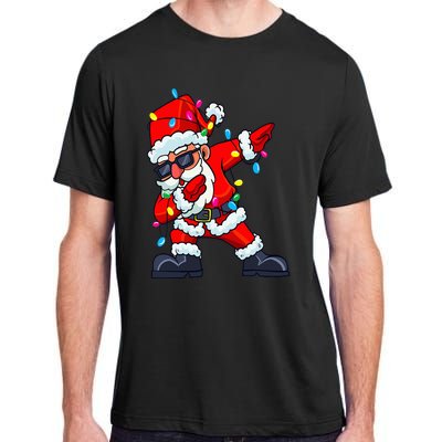 Dabbing Santa Claus Christmas Tree Lights  Dab Xmas Adult ChromaSoft Performance T-Shirt