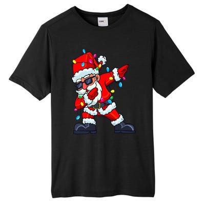 Dabbing Santa Claus Christmas Tree Lights  Dab Xmas Tall Fusion ChromaSoft Performance T-Shirt