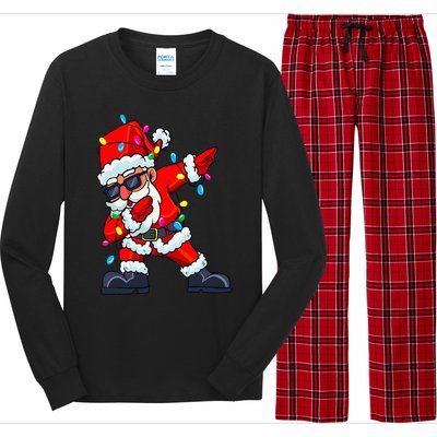 Dabbing Santa Claus Christmas Tree Lights  Dab Xmas Long Sleeve Pajama Set