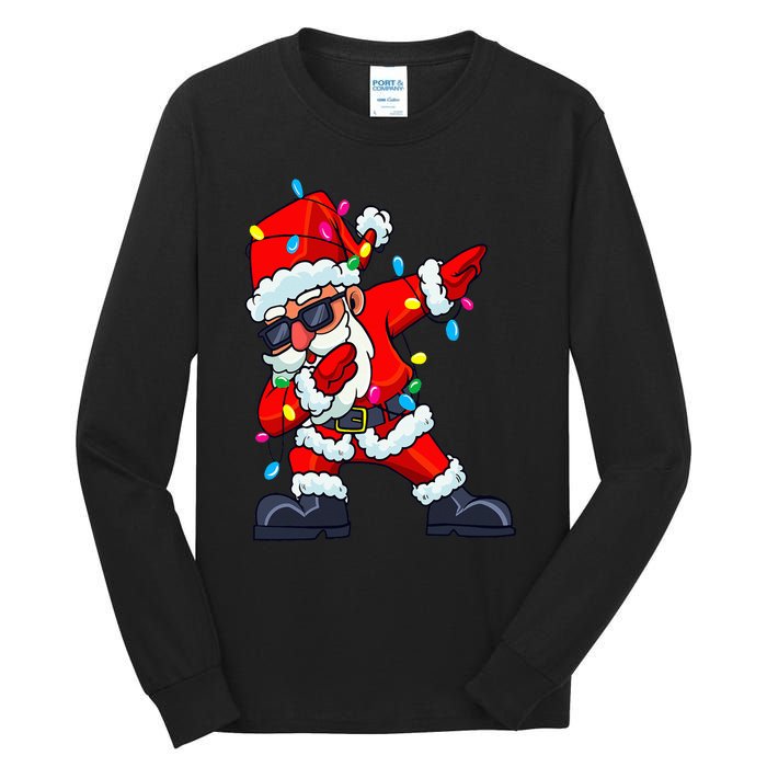 Dabbing Santa Claus Christmas Tree Lights  Dab Xmas Tall Long Sleeve T-Shirt