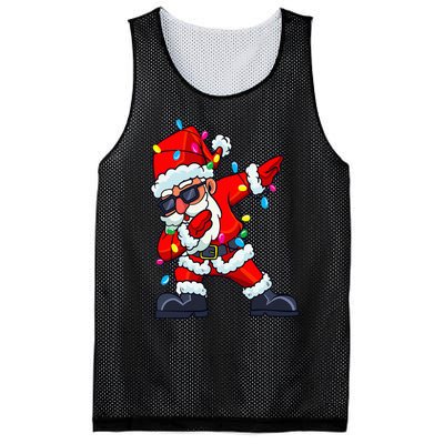 Dabbing Santa Claus Christmas Tree Lights  Dab Xmas Mesh Reversible Basketball Jersey Tank