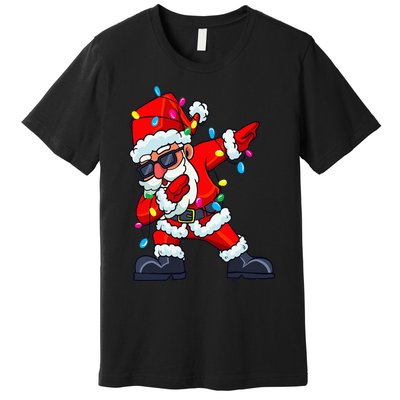 Dabbing Santa Claus Christmas Tree Lights  Dab Xmas Premium T-Shirt