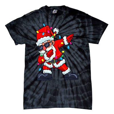 Dabbing Santa Claus Christmas Tree Lights  Dab Xmas Tie-Dye T-Shirt