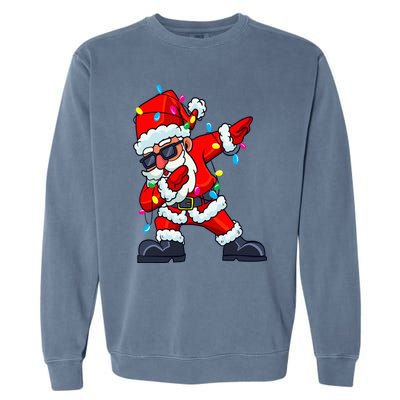 Dabbing Santa Claus Christmas Tree Lights  Dab Xmas Garment-Dyed Sweatshirt