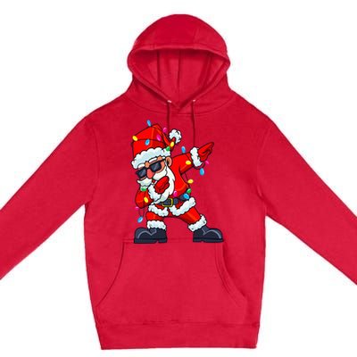 Dabbing Santa Claus Christmas Tree Lights  Dab Xmas Premium Pullover Hoodie