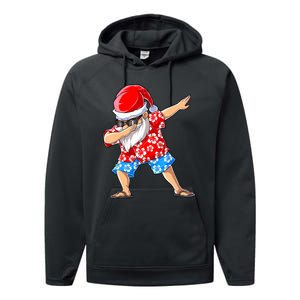 Dabbing Santa Christmas In July Hawaiian Xmas Dab Performance Fleece Hoodie