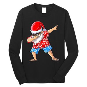 Dabbing Santa Christmas In July Hawaiian Xmas Dab Long Sleeve Shirt