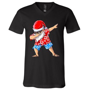 Dabbing Santa Christmas In July Hawaiian Xmas Dab V-Neck T-Shirt