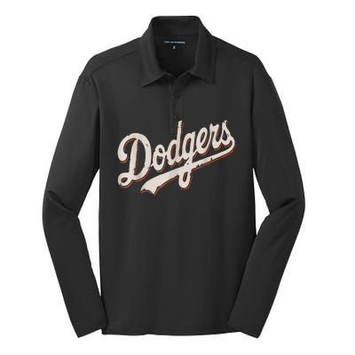 Dodgers Style Classic Silk Touch Performance Long Sleeve Polo