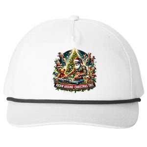 Dj Santa Claus Rockin Christmas Tree Music Xmas Winter Gift Snapback Five-Panel Rope Hat