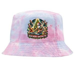 Dj Santa Claus Rockin Christmas Tree Music Xmas Winter Gift Tie-Dyed Bucket Hat