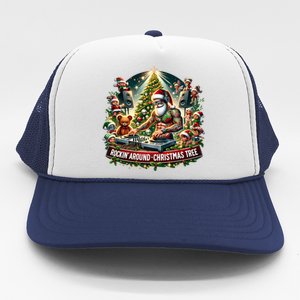 Dj Santa Claus Rockin Christmas Tree Music Xmas Winter Gift Trucker Hat